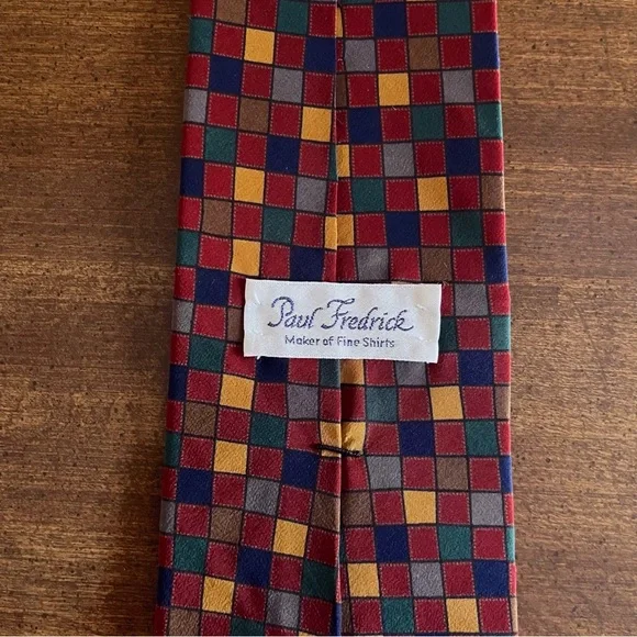 Vintage Paul Fredrick Checkered Tie Wide - Picture 4 of 5